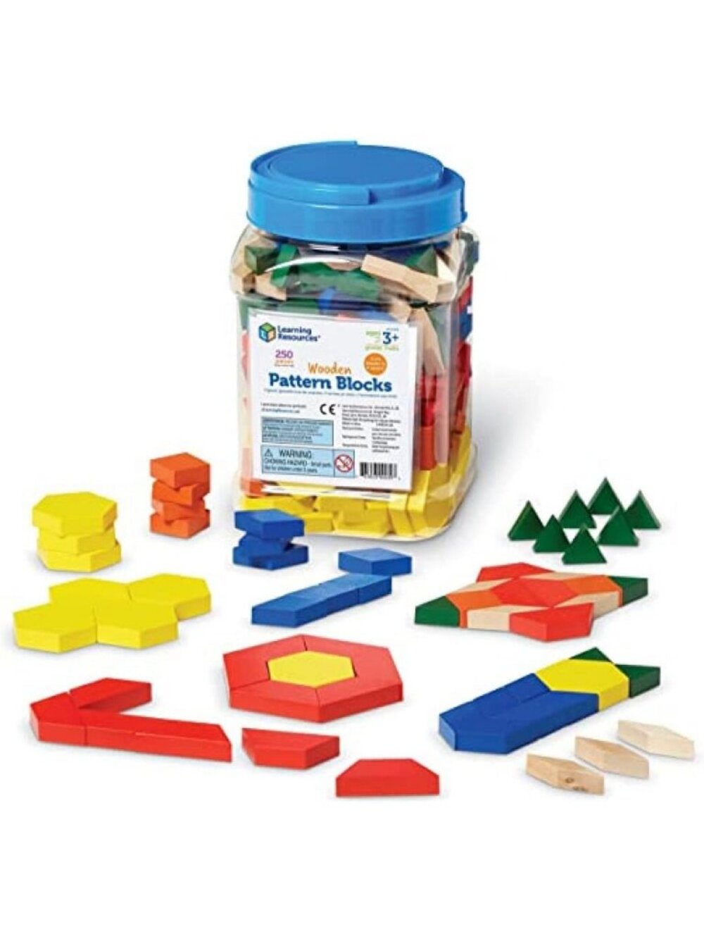 Colorful Wooden Pattern Blocks Set for Kids - Educational STEM Toy for